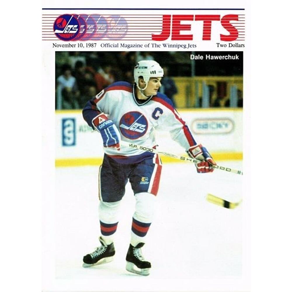 Winnipeg Jets Official Program Dale Hawerchuk Nov 10 Cover On 12x8in Metal Sign